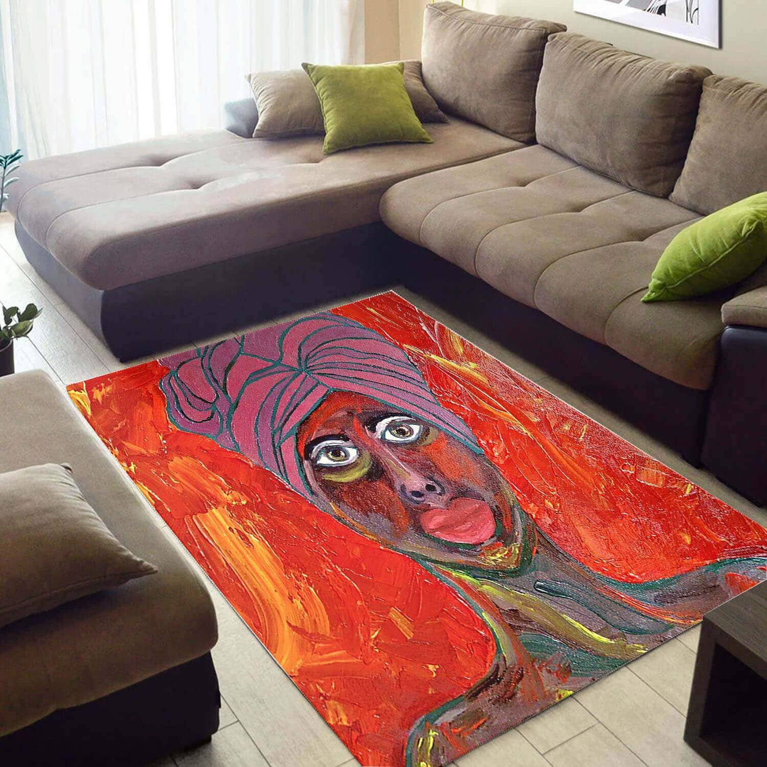 Cool African American Cute Art Black Girl Design Floor Inspired Living Room Rug
