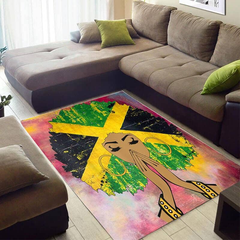 Cool African American Fancy Inspired Melanin Afro Girl Style Floor Living Room Rug