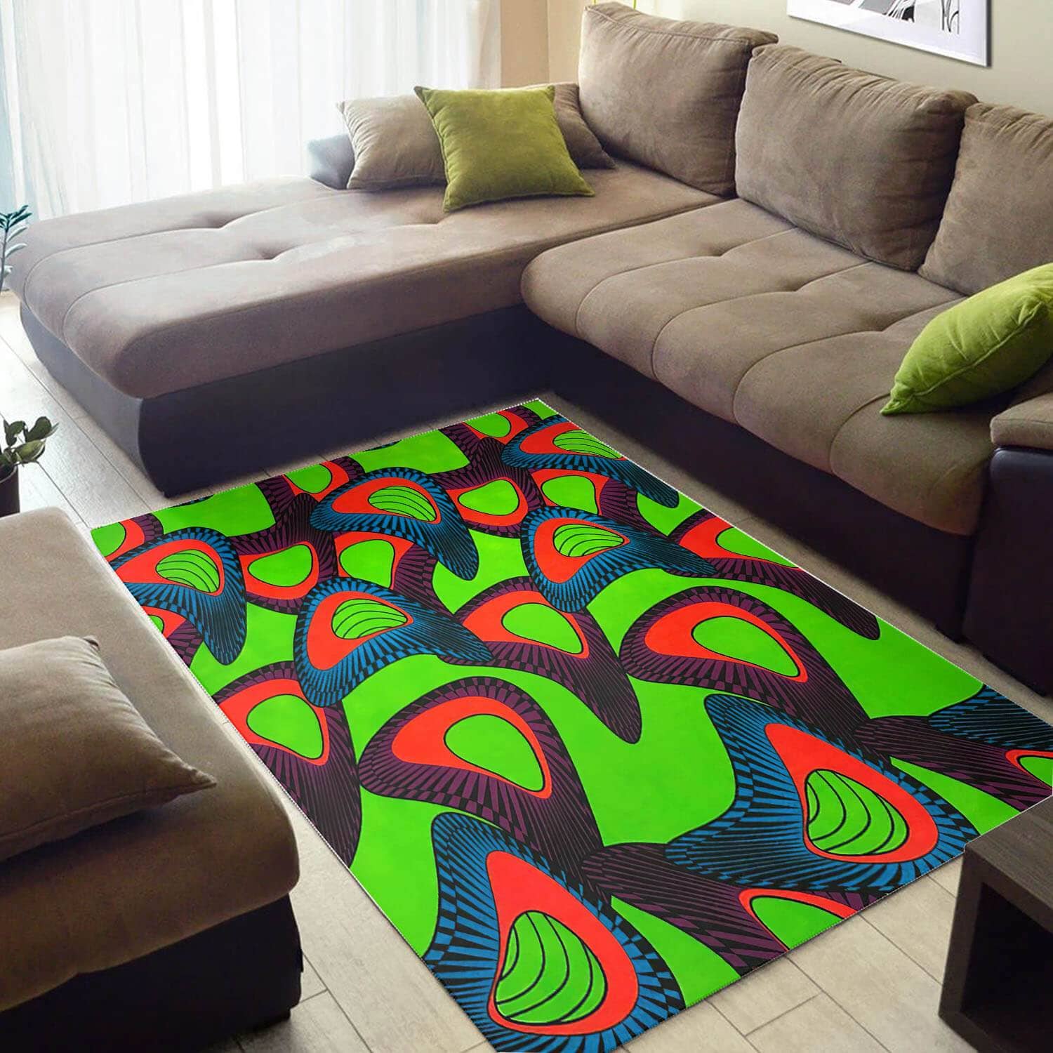 Cool African American Retro Afrocentric Pattern Art Carpet Living Room Rug