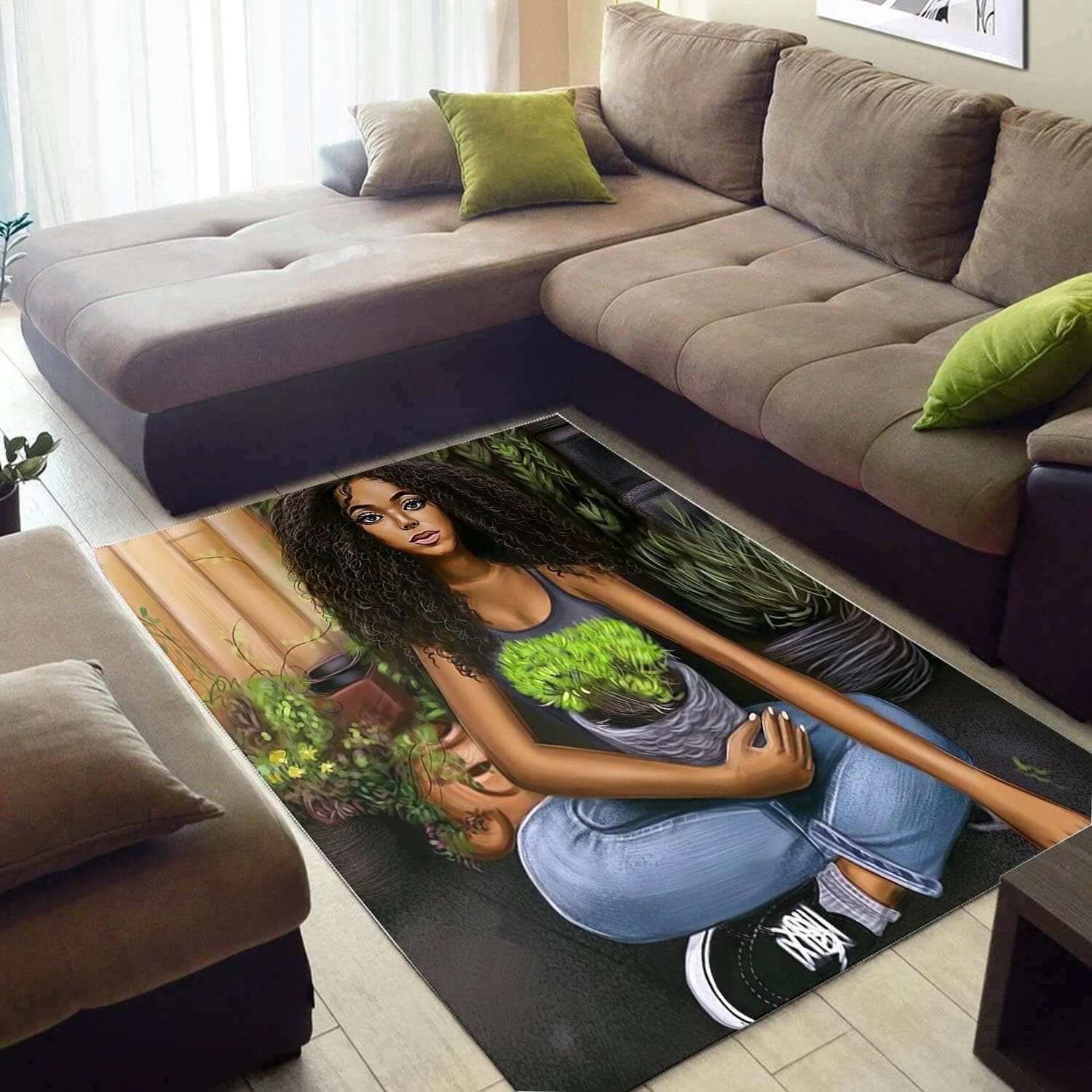 Cool African Beautiful Inspired Afro Girl Style Carpet Room Rug
