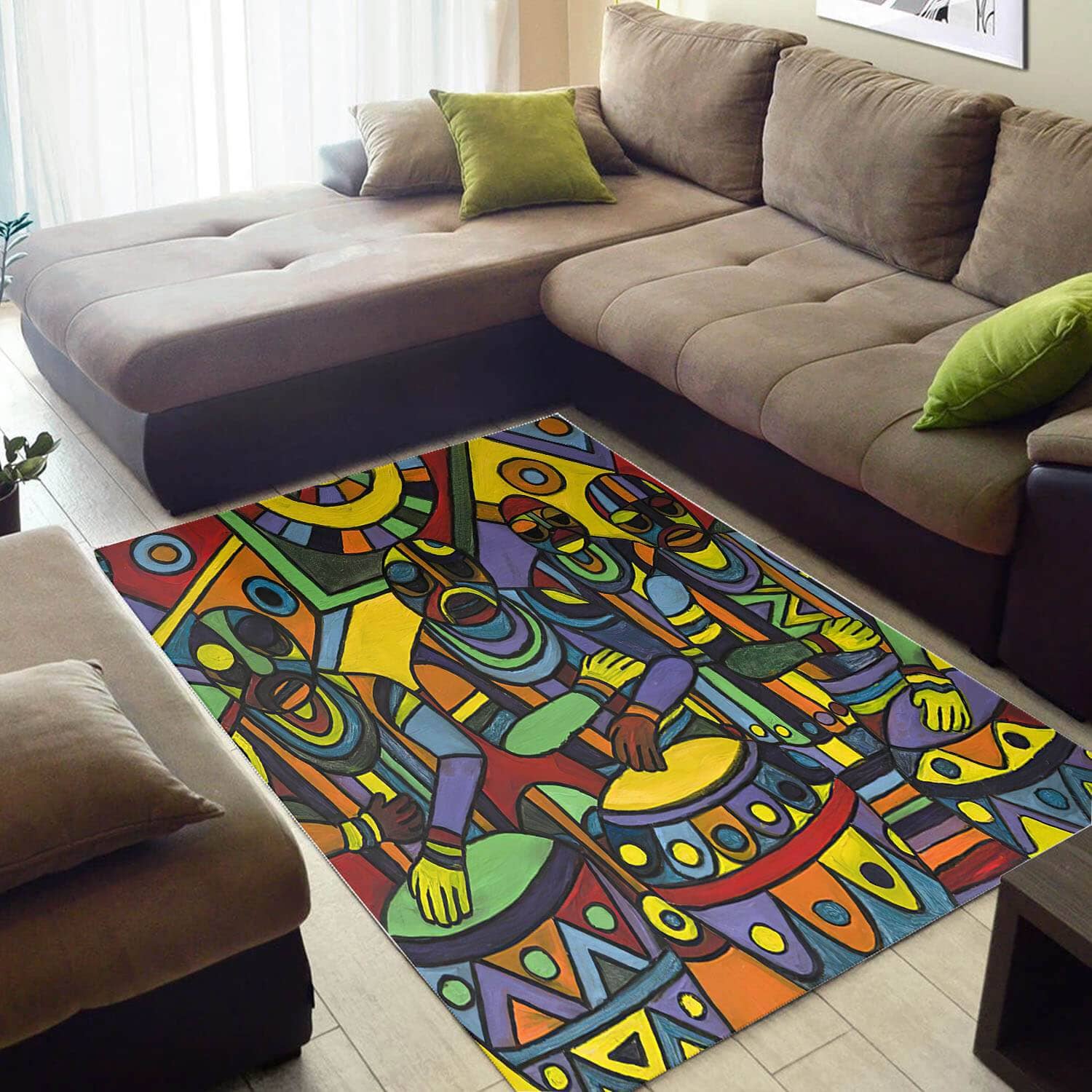 Cool African Graphic Themed Afrocentric Art Style Area Living Room Rug
