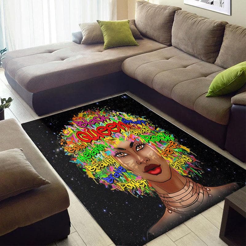 Cool African Style Beautiful Inspired Melanin Girl Large Themed Home Rug