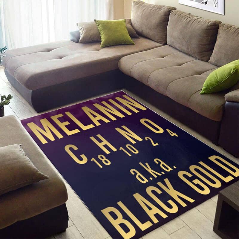 Cool African Style Cute Afrocentric Girl Melanin Black Gold Floor House Rug