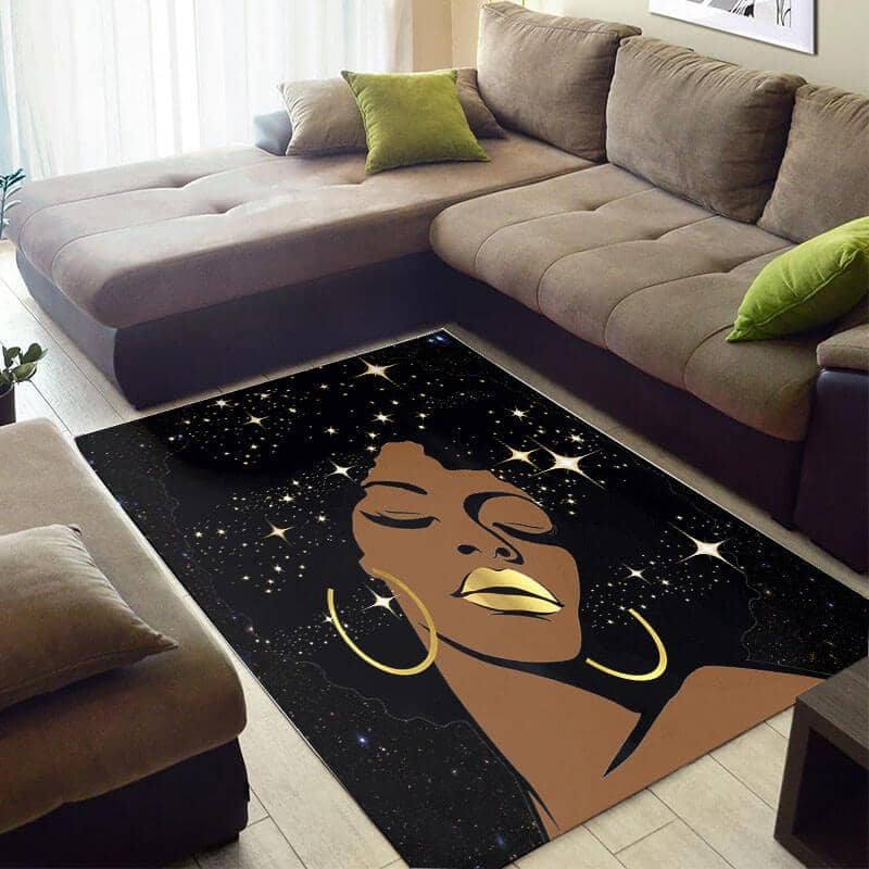 Cool African Style Fancy Melanin Afro Girl Floor Inspired Living Room Rug