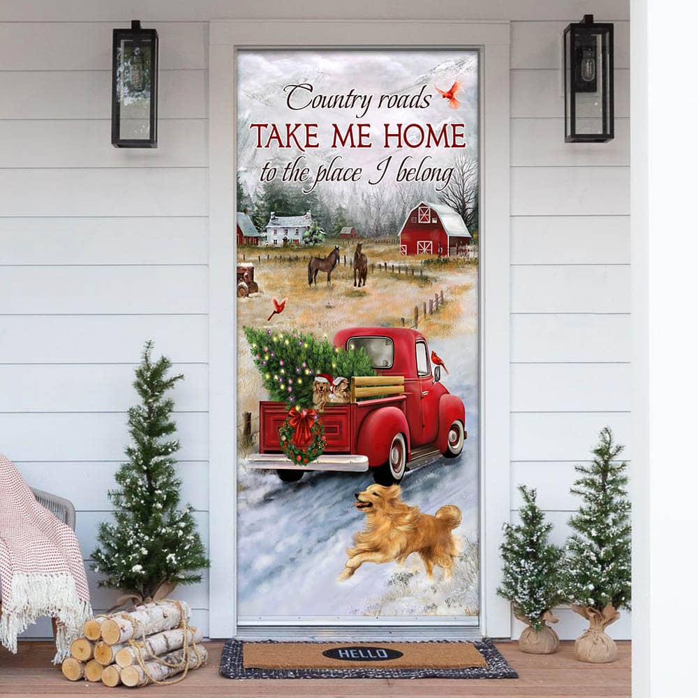 Country Roads Take Me Home To The Place I Belong Door Cover