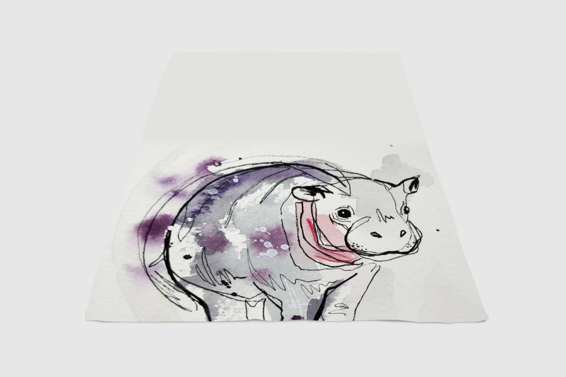 Cow Line Purple Fleece Blanket