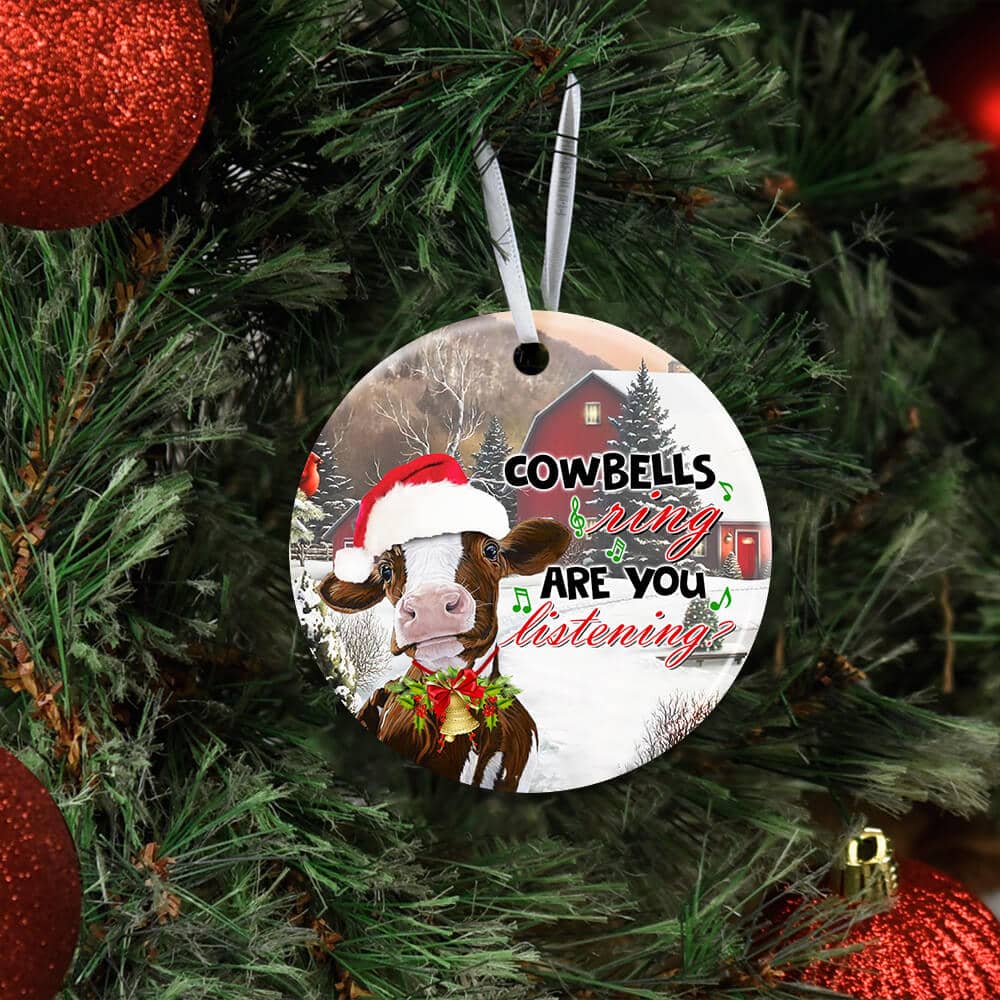 Cowbells Ring Ceramic Circle Ornament Personalized Gifts
