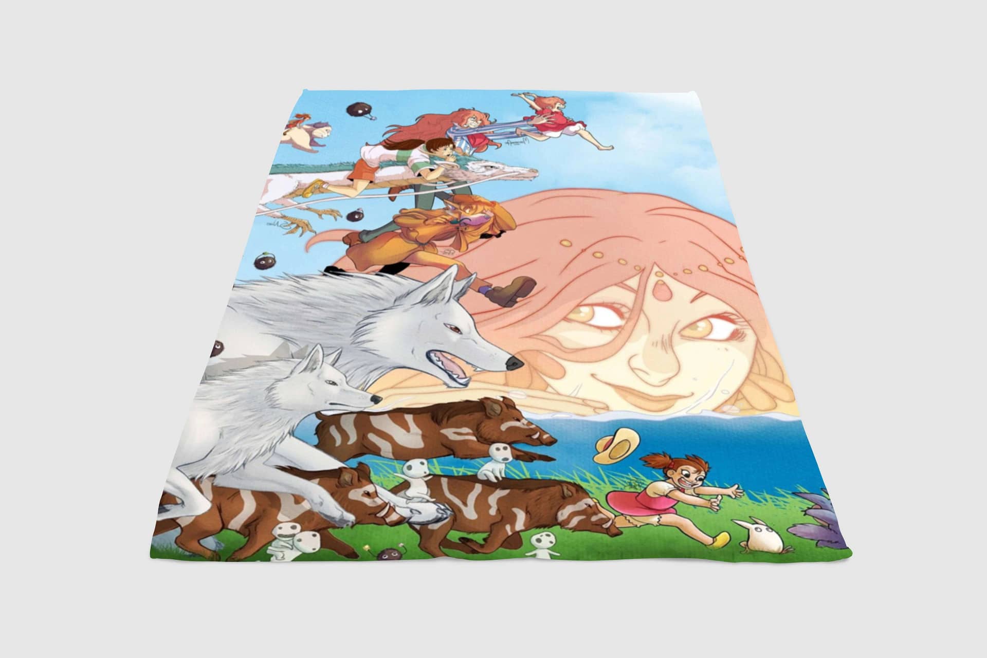 Crossover Spirited Away And Ghibli Fleece Blanket
