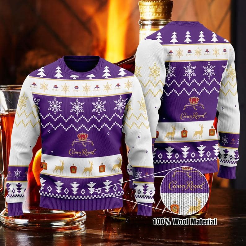 Crown Royal Whisky Christmas 100% Wool Ugly Sweater