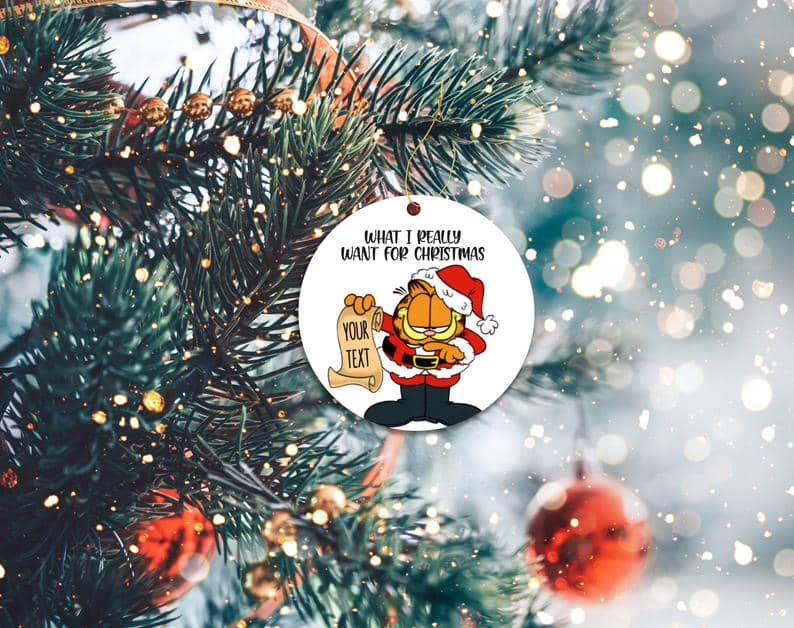 Custom Garfield Ornament Personalized Holiday Christmas Decor Ornaments Personalized Gifts