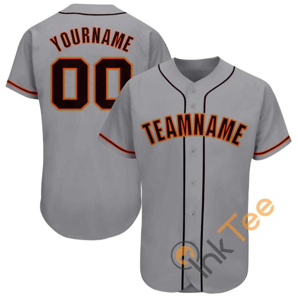 Custom Gray Black Orange Baseball Jersey