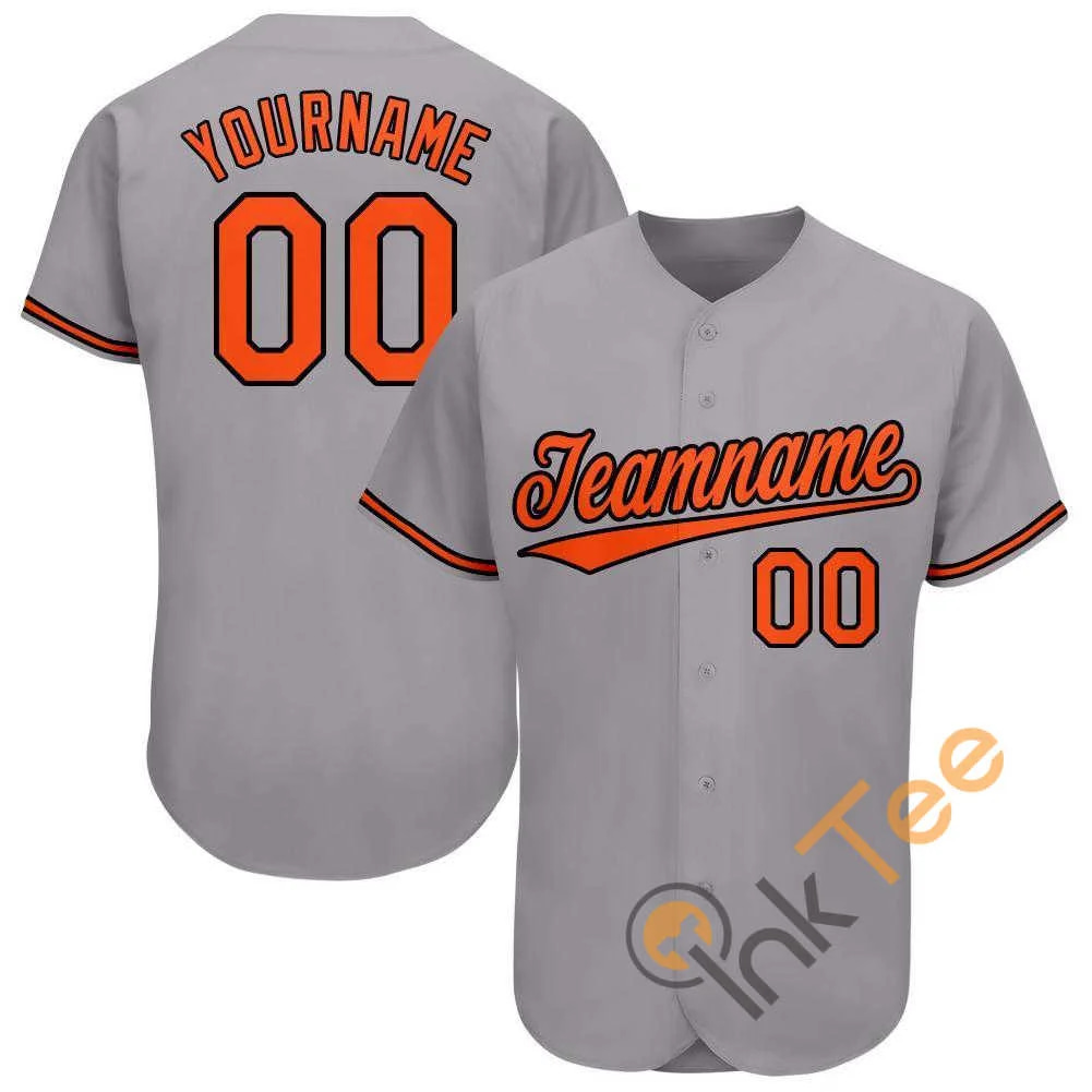 Custom Gray Orange Black Baseball Jersey
