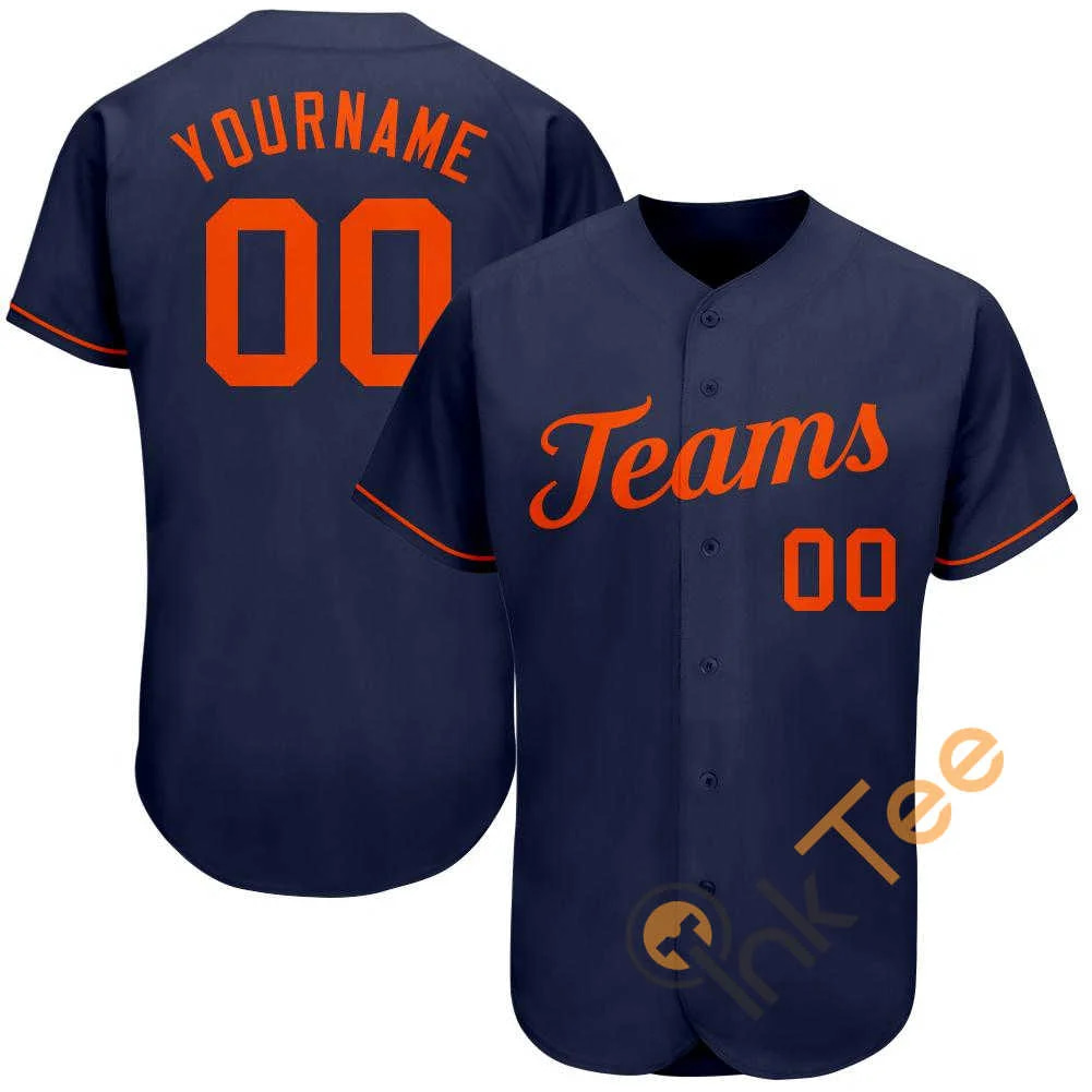 Custom Navy Orange Baseball Jersey