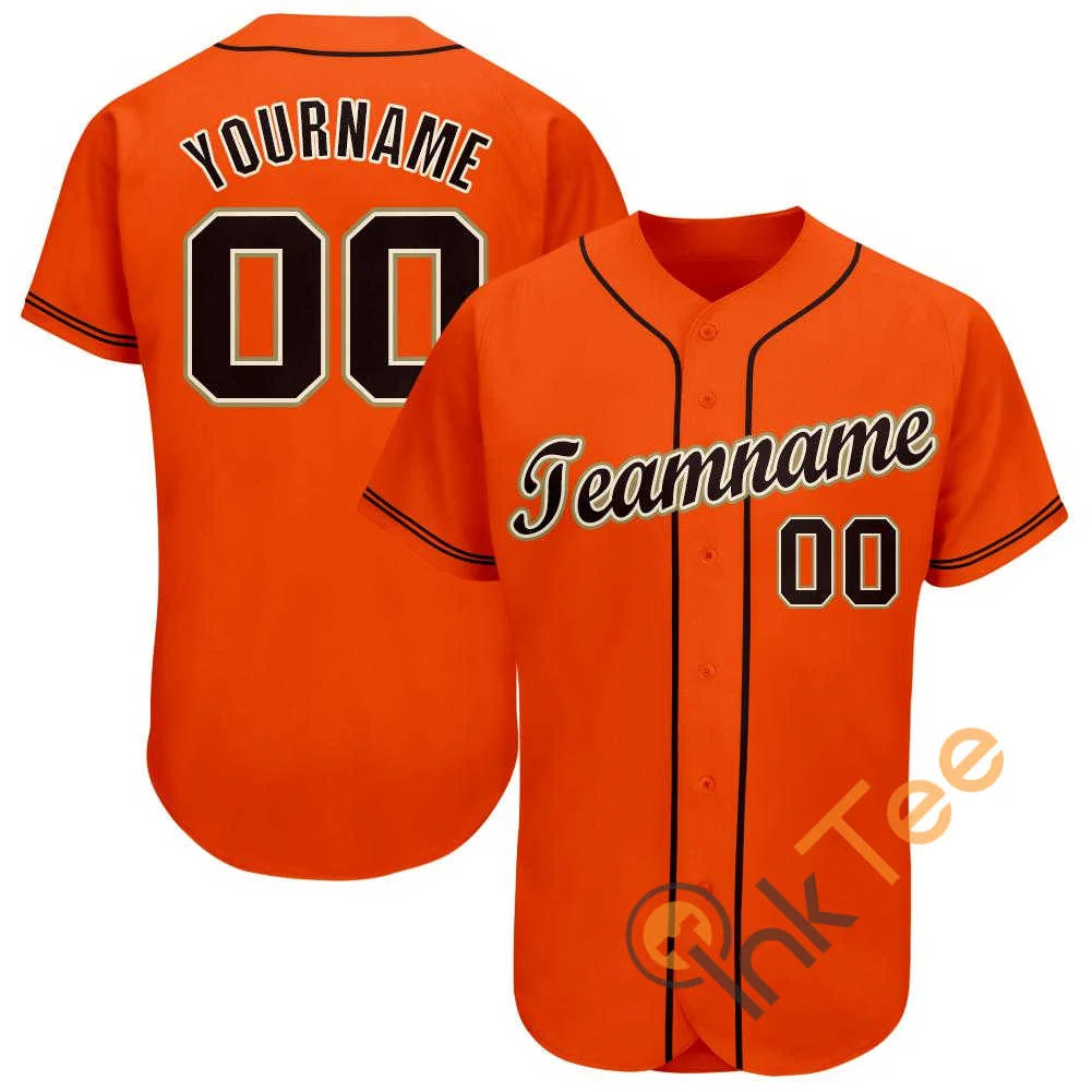 Custom Orange Black Cream Baseball Jersey