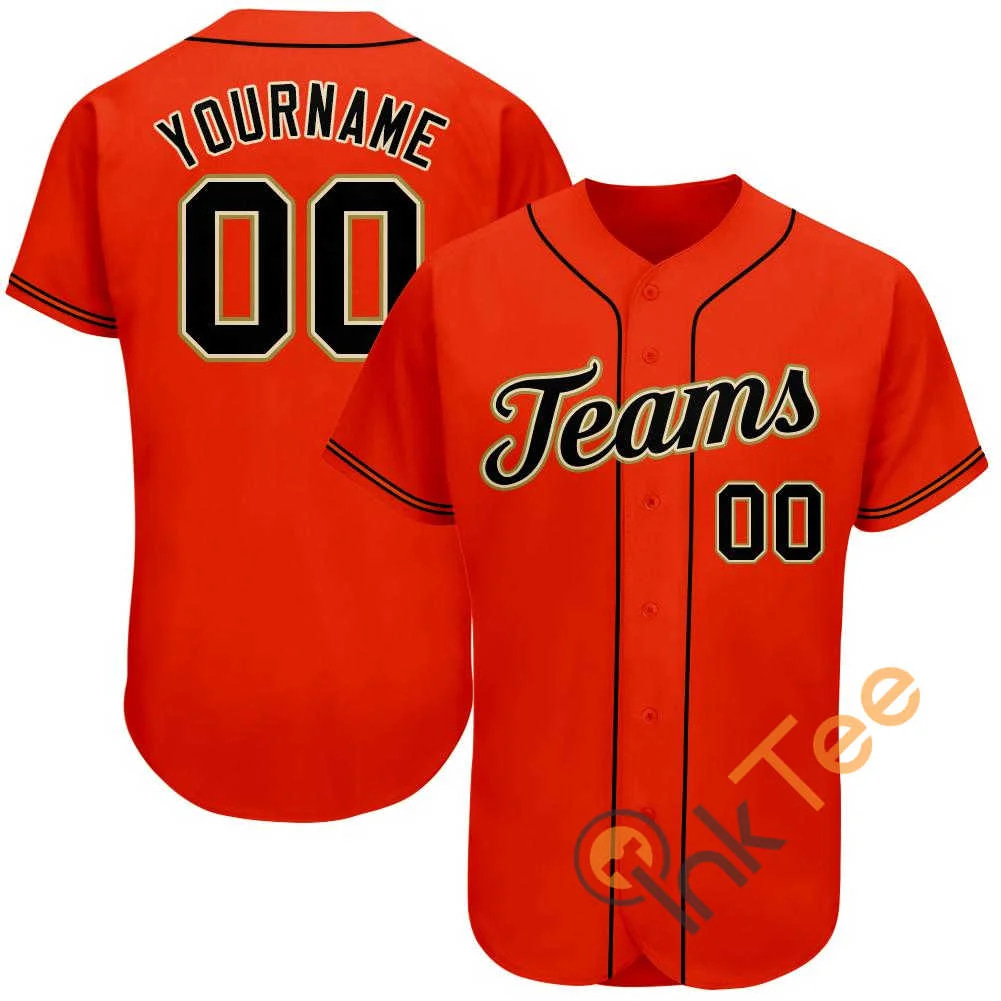 Custom Orange Black Old Gold Baseball Jersey