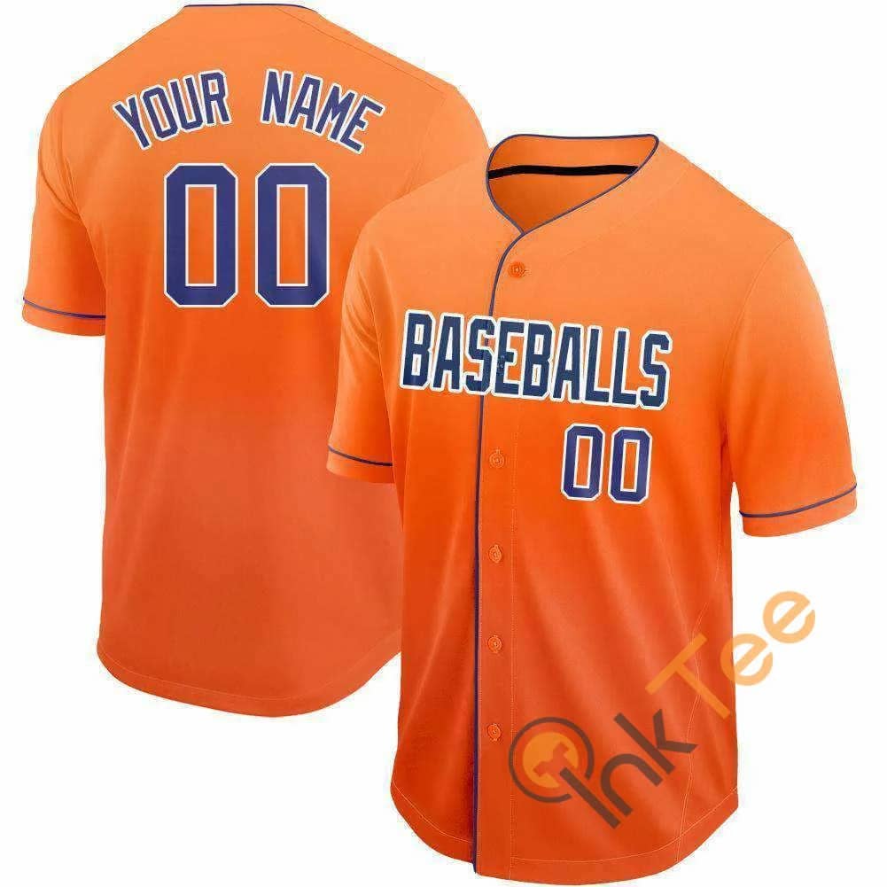 Custom Orange Royal White Fade Baseball Jersey