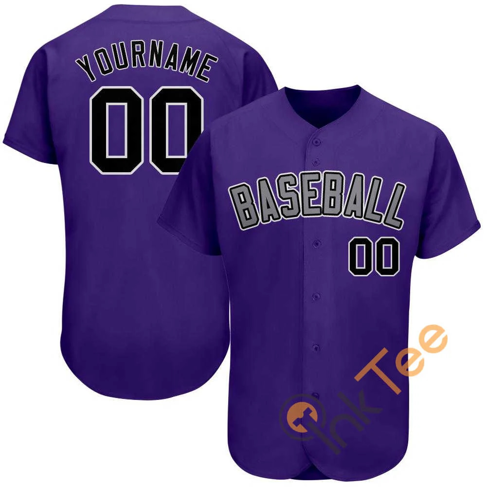Custom Purple Black Gray Baseball Jersey