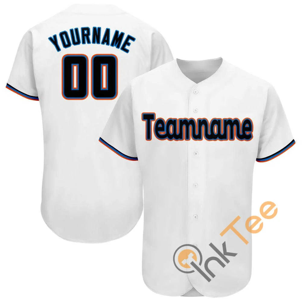 Custom White Black Orange Baseball Jersey