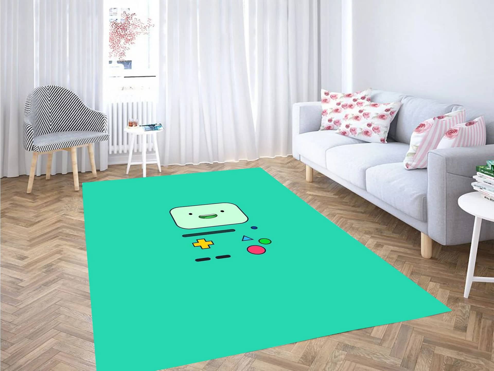 Cyan Beemo Adventure Time Carpet Rug