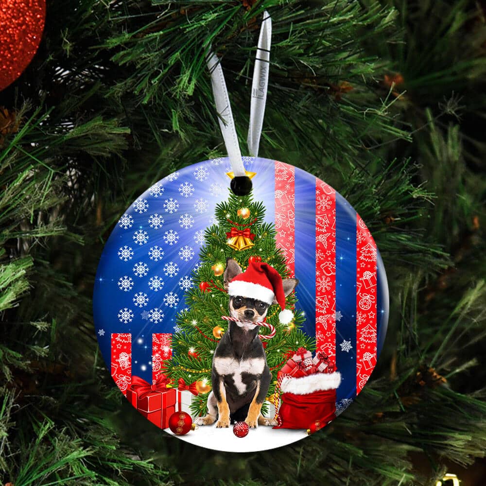 Dachshund Christmas Ceramic Circle Ornament Personalized Gifts