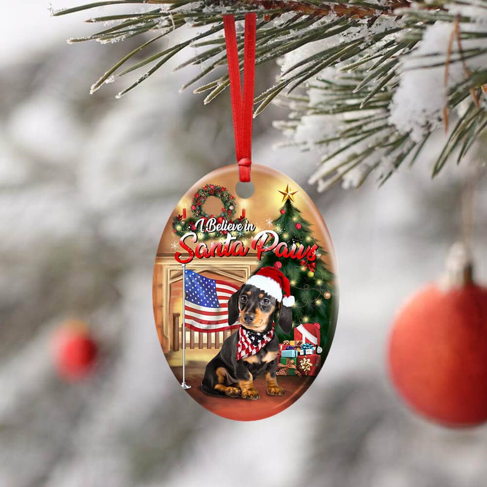 Dachshund Santa Paws Ceramic Star Ornament Personalized Gifts