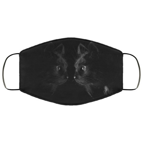 Dark Black Cat Reflection Animals Washable No1862 Face Mask