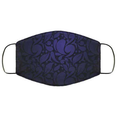 Dark Blue Abstract Ornamental Flowers Washable No1864 Face Mask