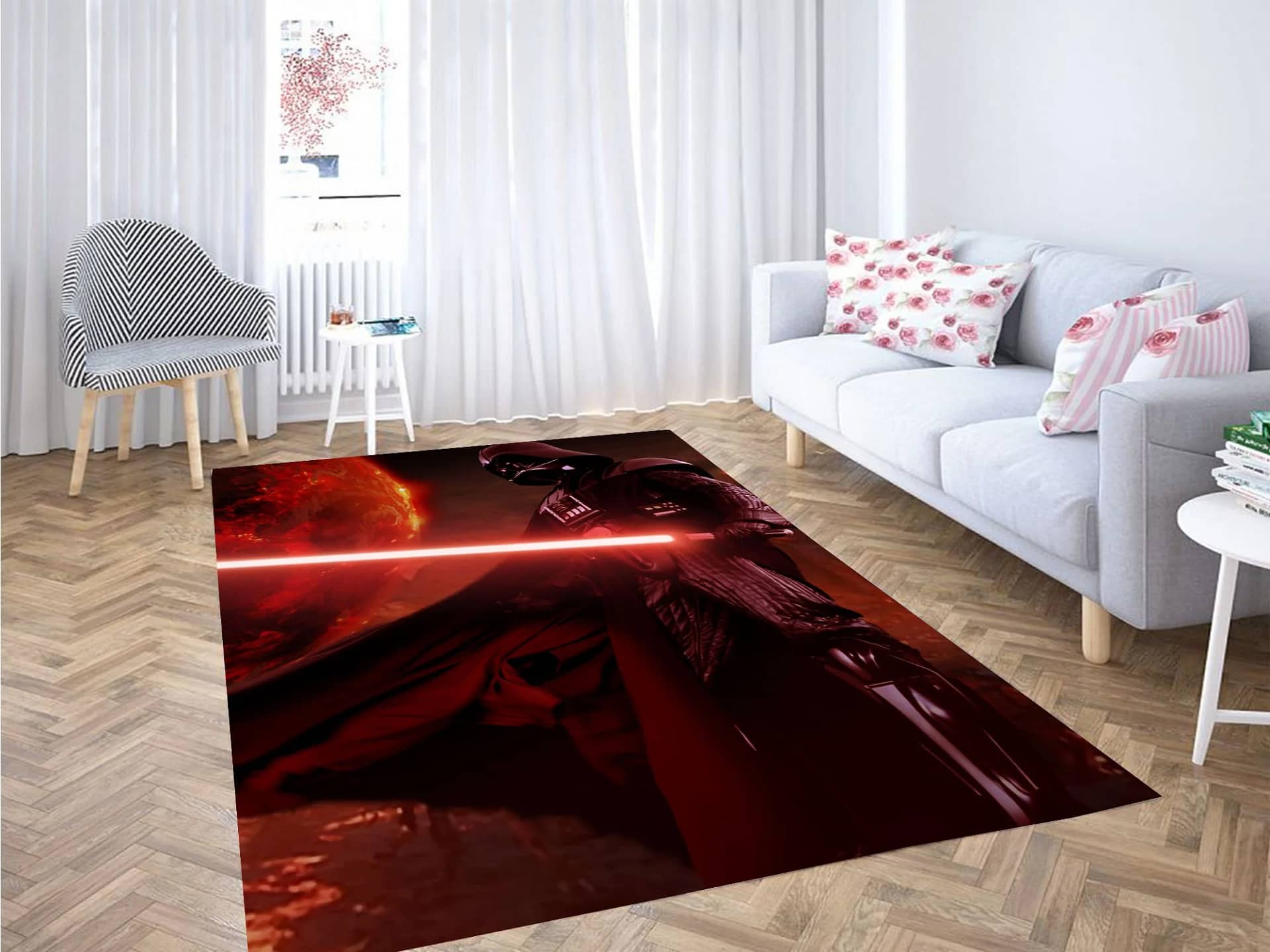 Darth Vader With Light Saber Star Wars Carpet Rug