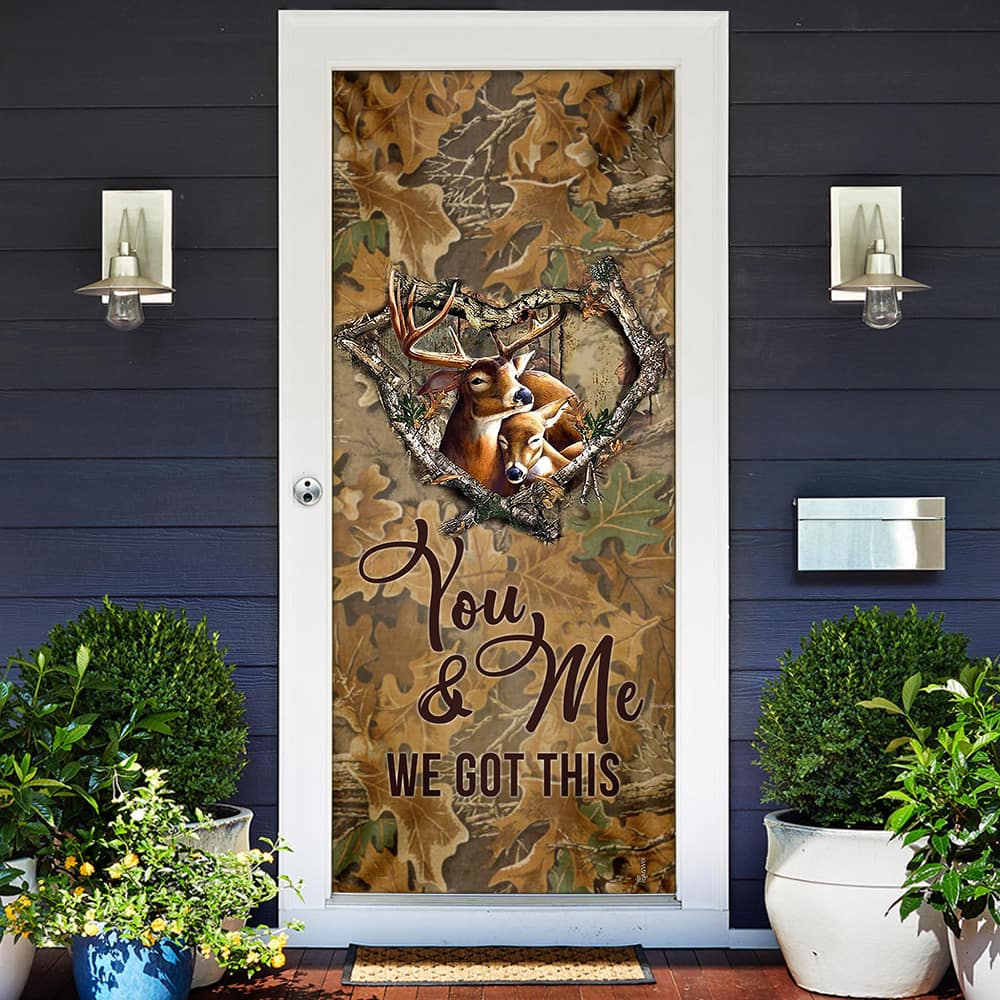 Inktee Store - Deer Couple You And Me We Got This Door Cover Image