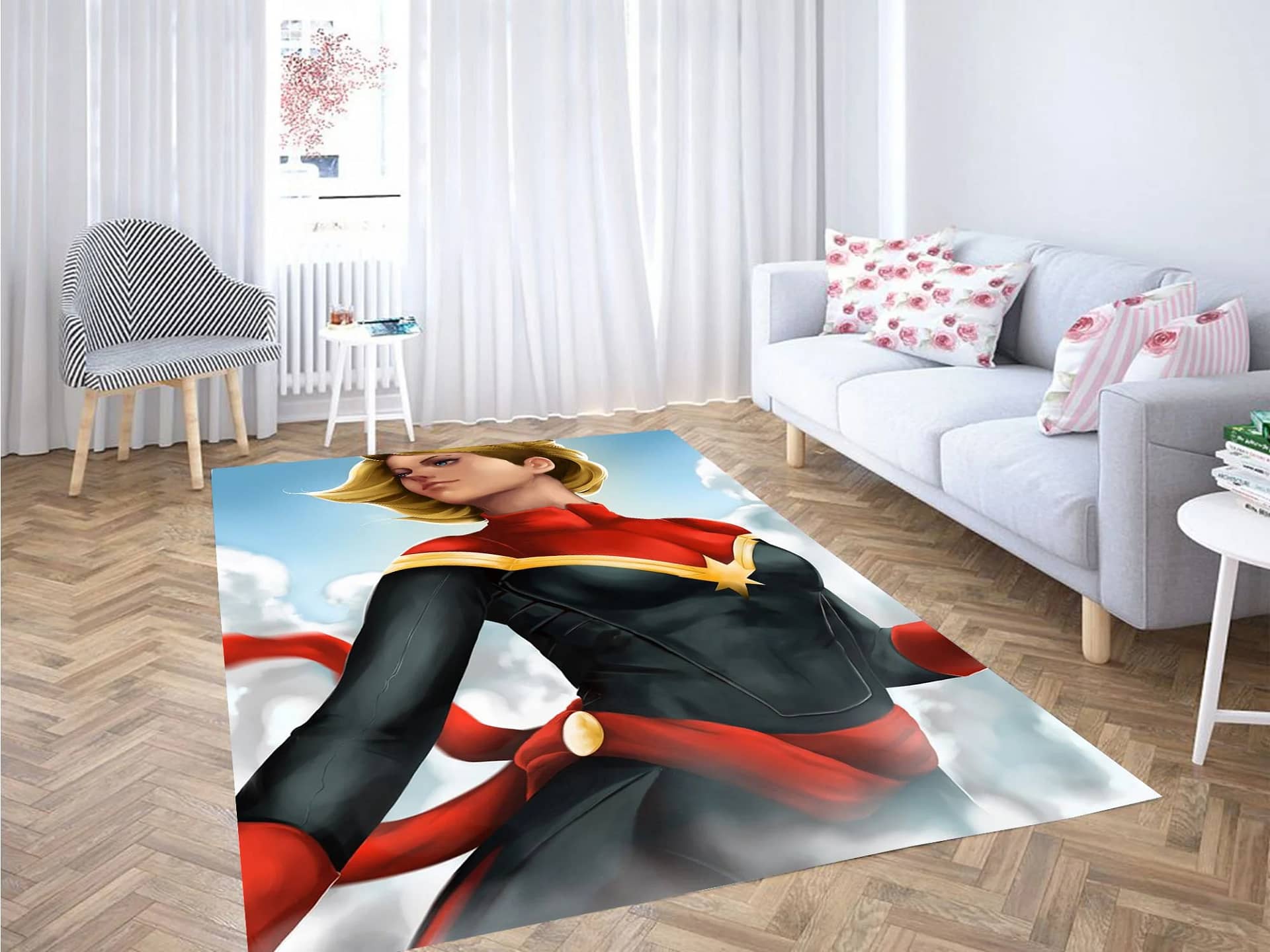 Digital Painting Captain Marvel Carpet Rug