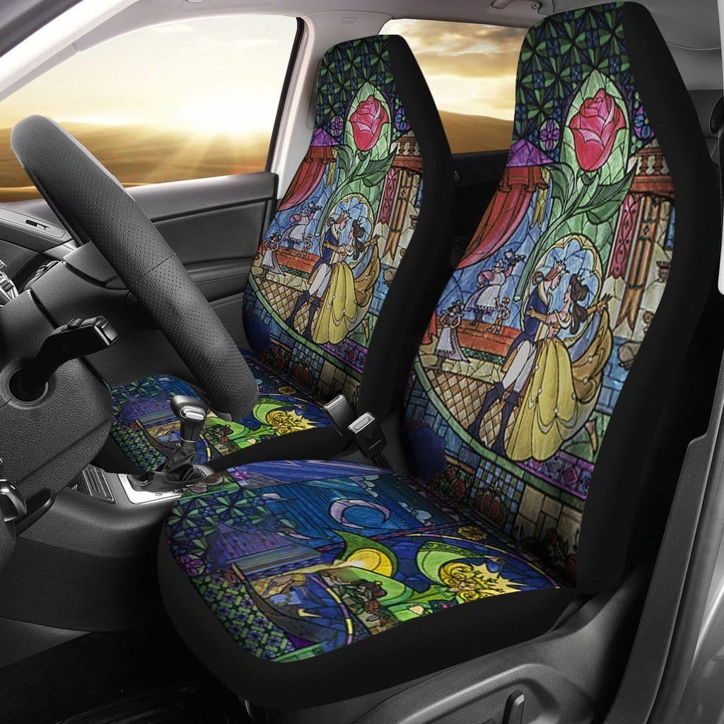 Disney Beauty And The Beast Art Glass Car Seat Covers