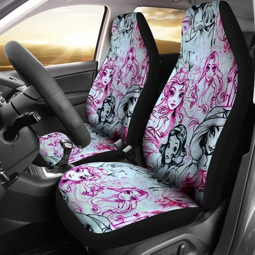 Disney Princess Art Beauty Cartoon Fan Gift Car Seat Covers
