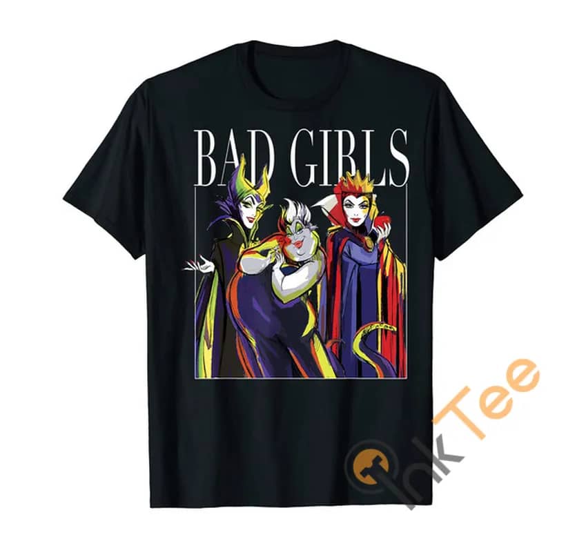 Disney Villains Bad Girls Group Shot Painted Graphic Men'S T Shirt
