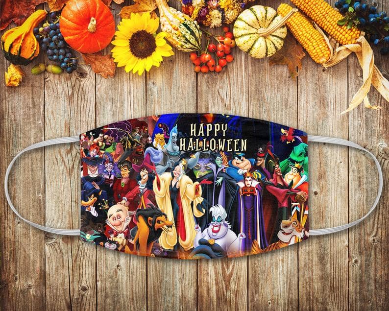 Disney Villains Happy Halloween Gang Lovers Movies Fans Face Mask