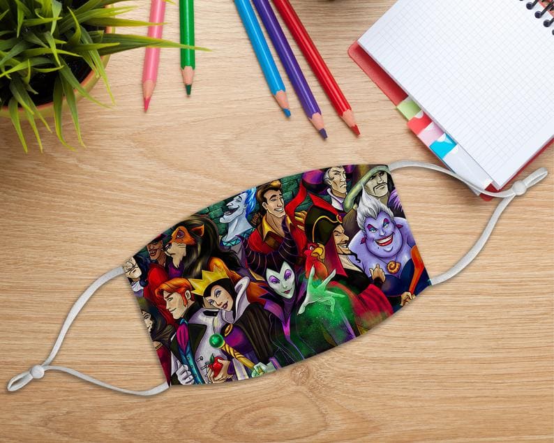 Disney Villains Maleficent Evil Queen Jafar Ursula Scar Lion King Witches Halloween Inspired Face Mask