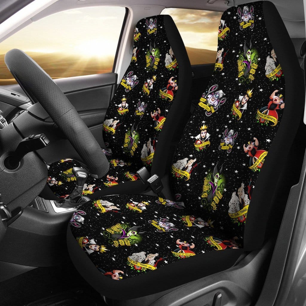 Disney Villains Patterns In Black Theme Car Seat Covers