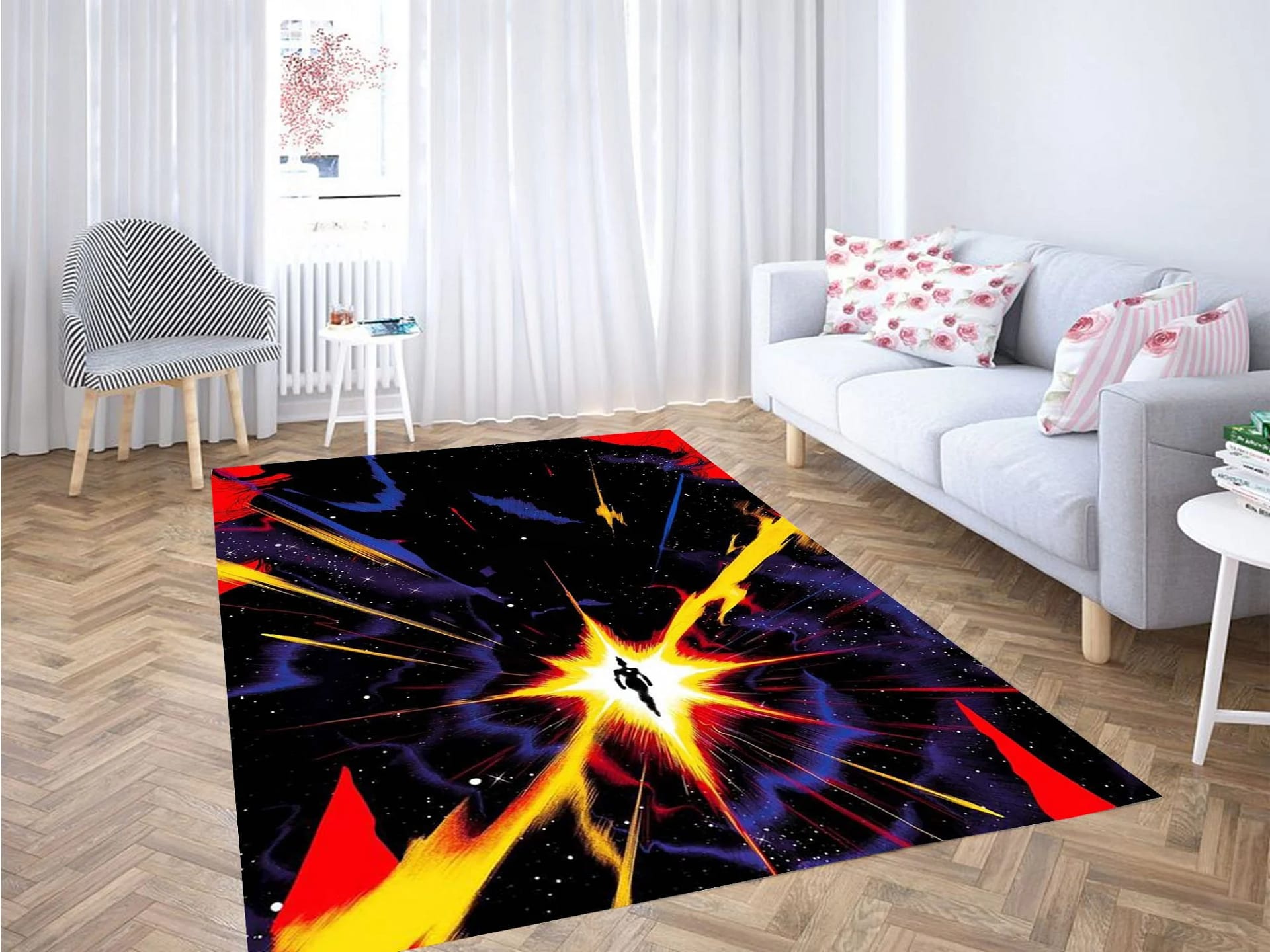 Explosion Captain Marvel Carpet Rug