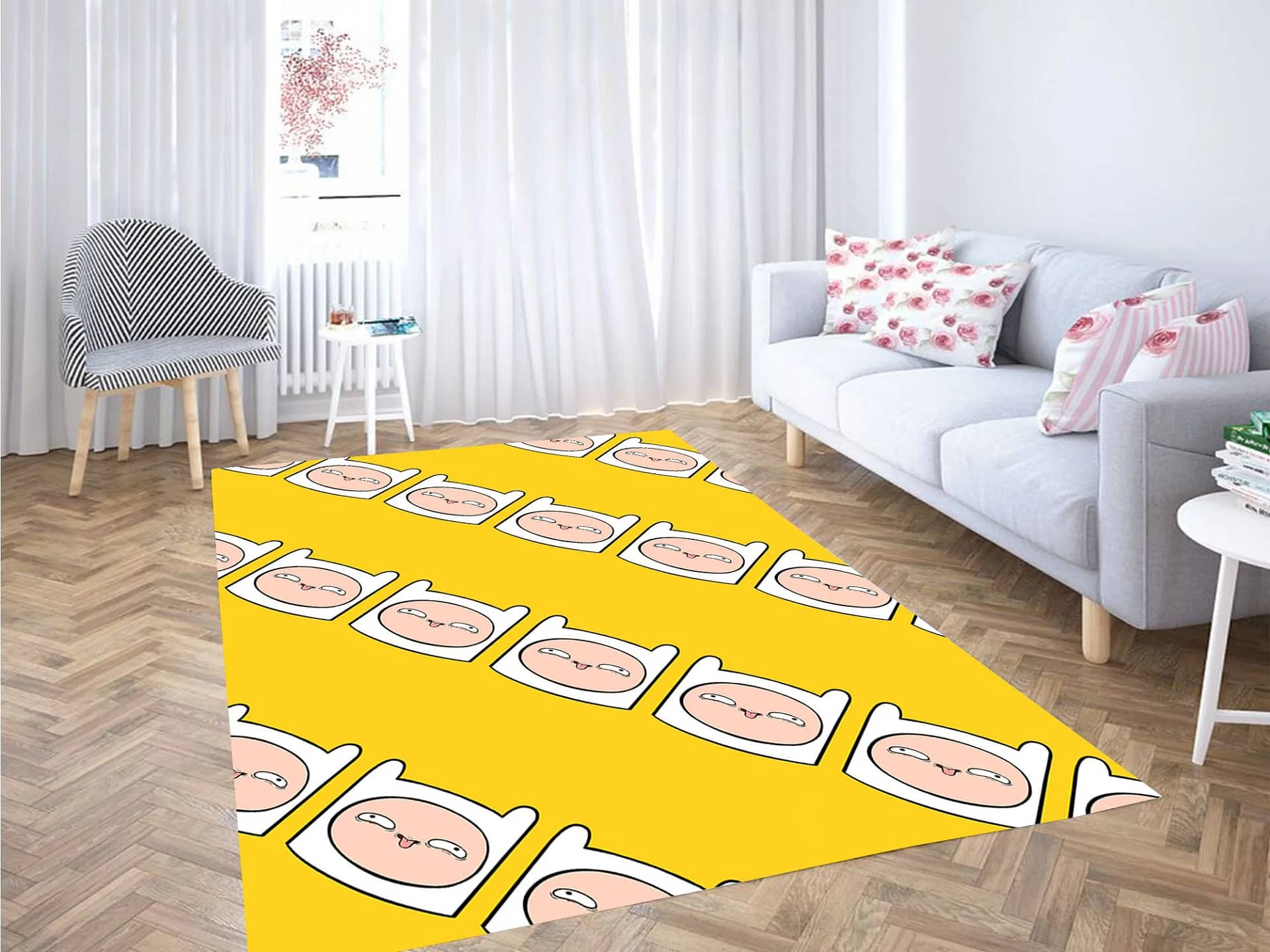 Face Of Finn Pattern Adventure Time Carpet Rug