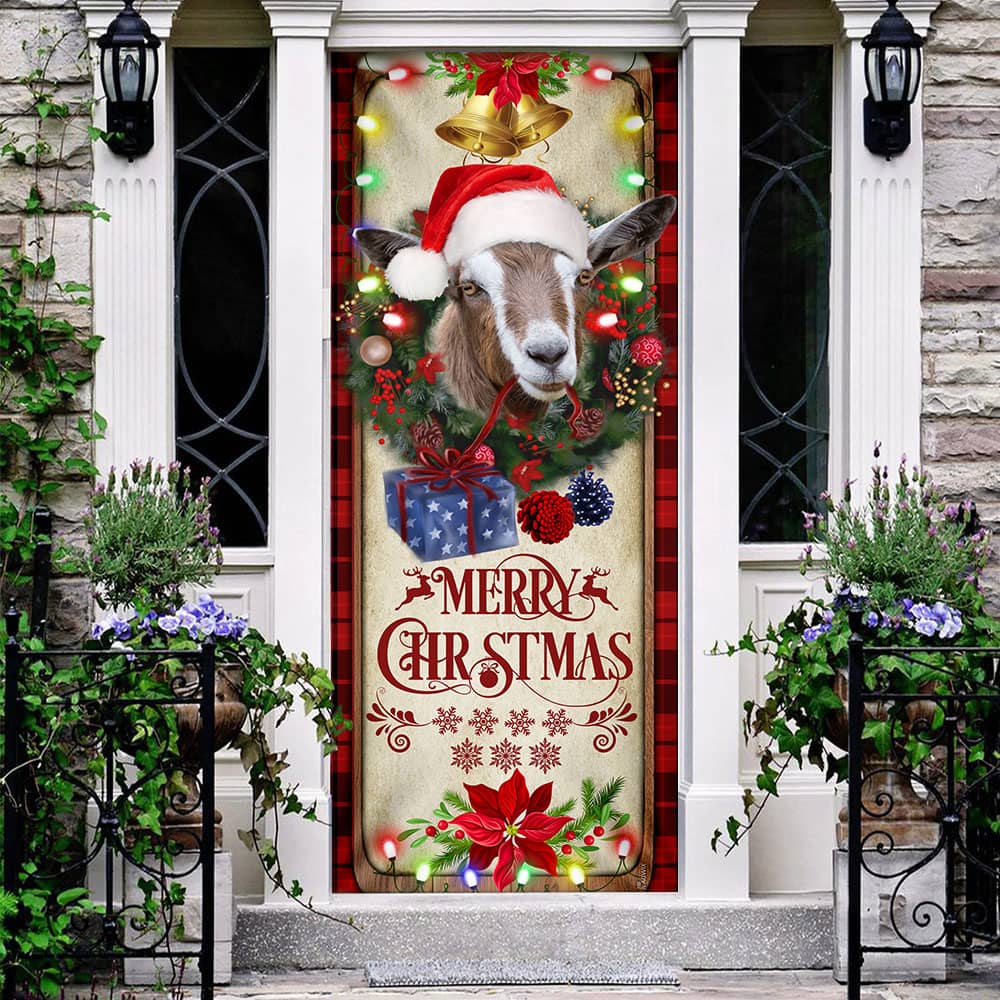 Inktee Store - Farm Cattle Goat Merry Christmas Door Cover Image