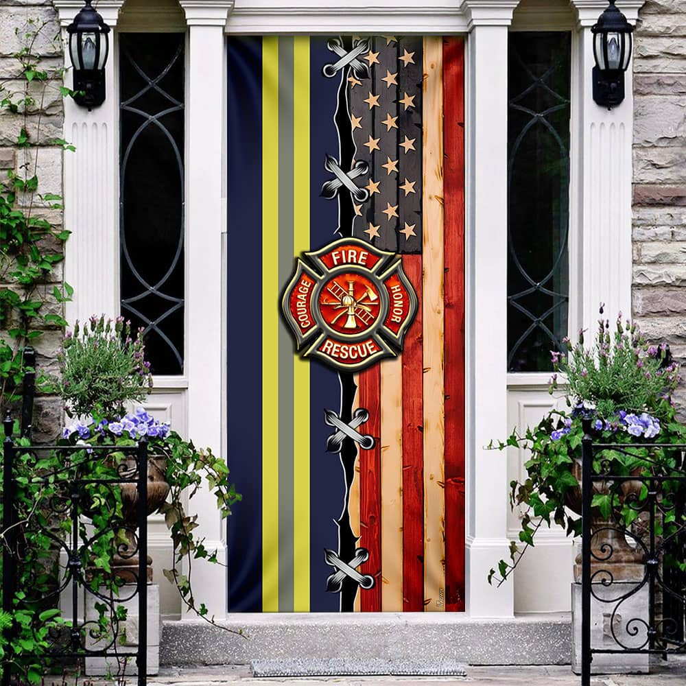 Inktee Store - Firefighter American Door Cover Image