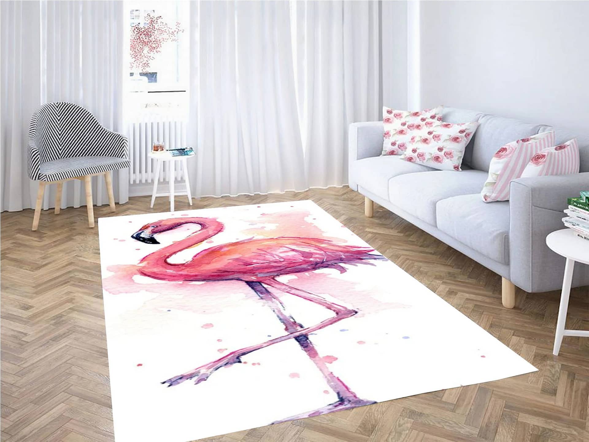 Flamingo Pink Wallpaper Carpet Rug
