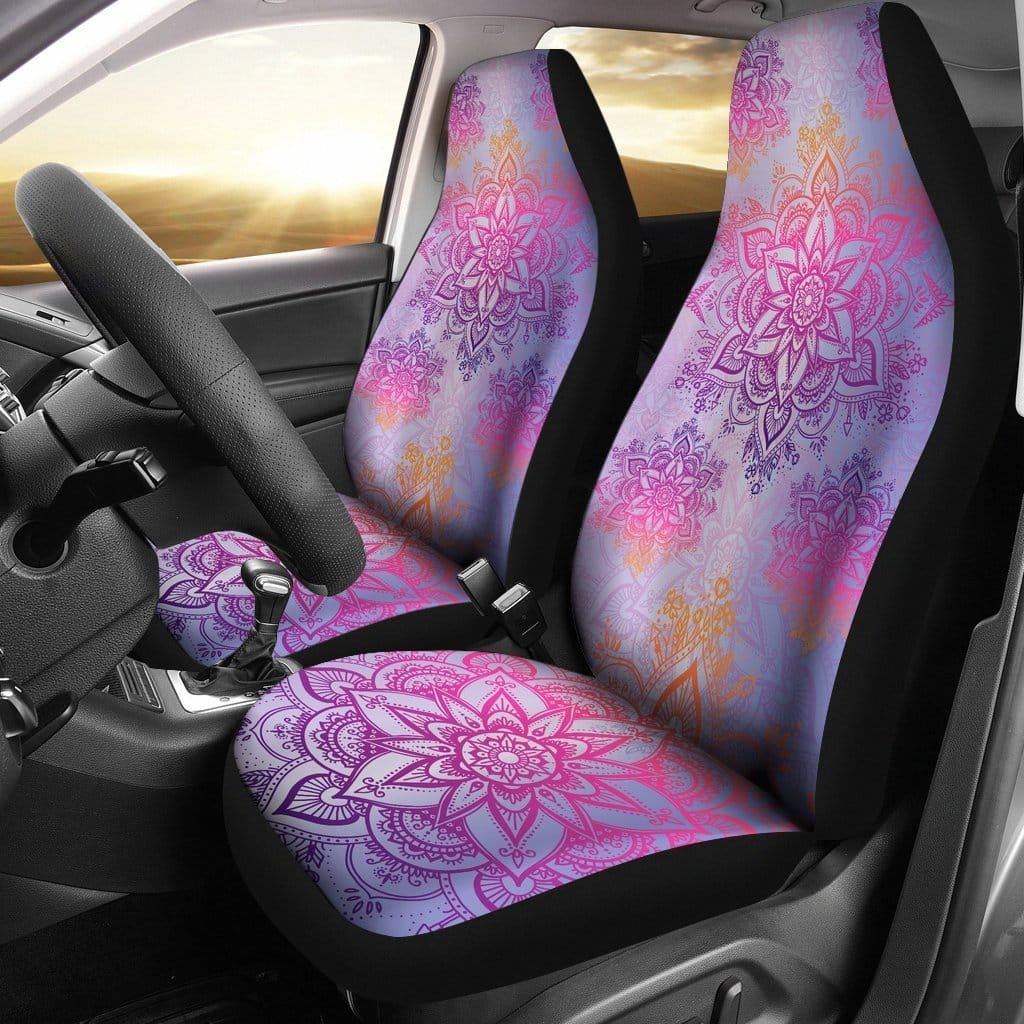 Flower Mandala Custom In Pink Color Car Seat Covers