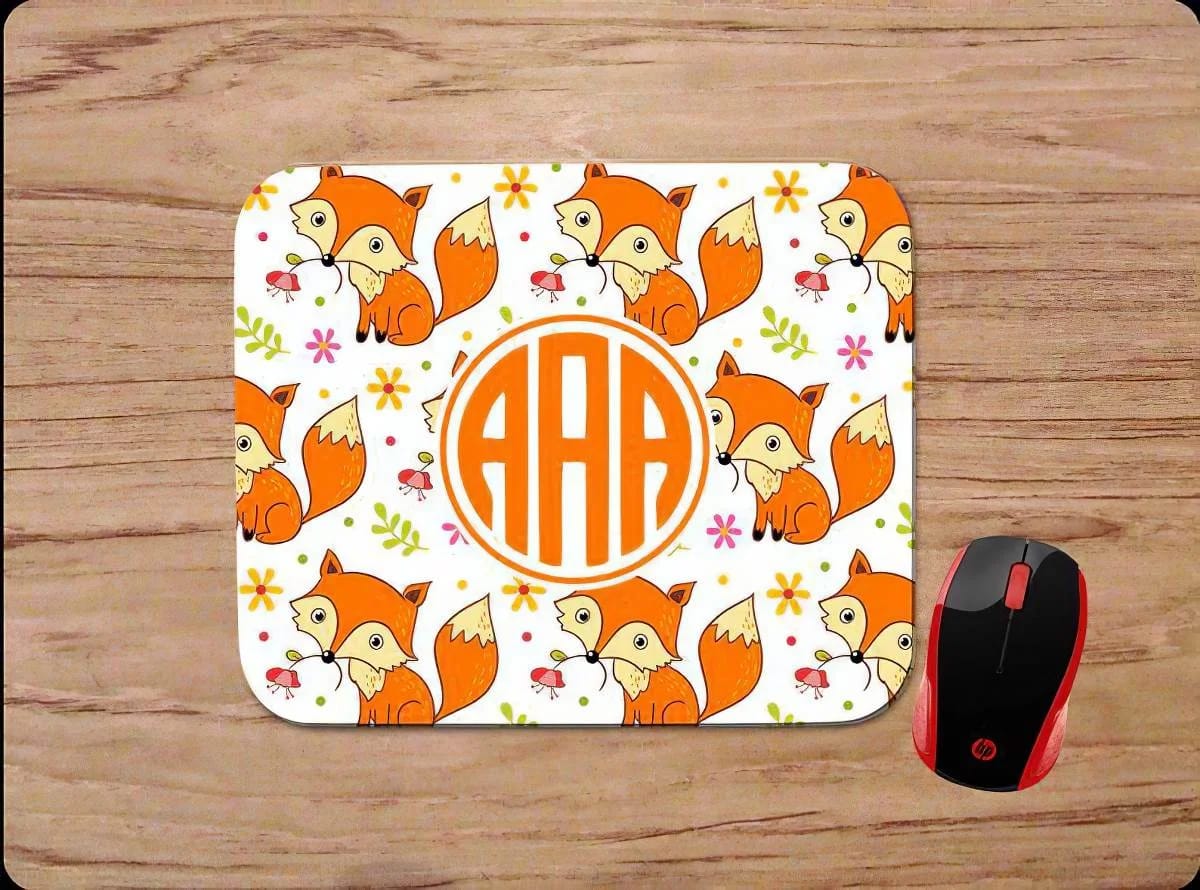 Fox Background Monogram Initials Mouse Pads