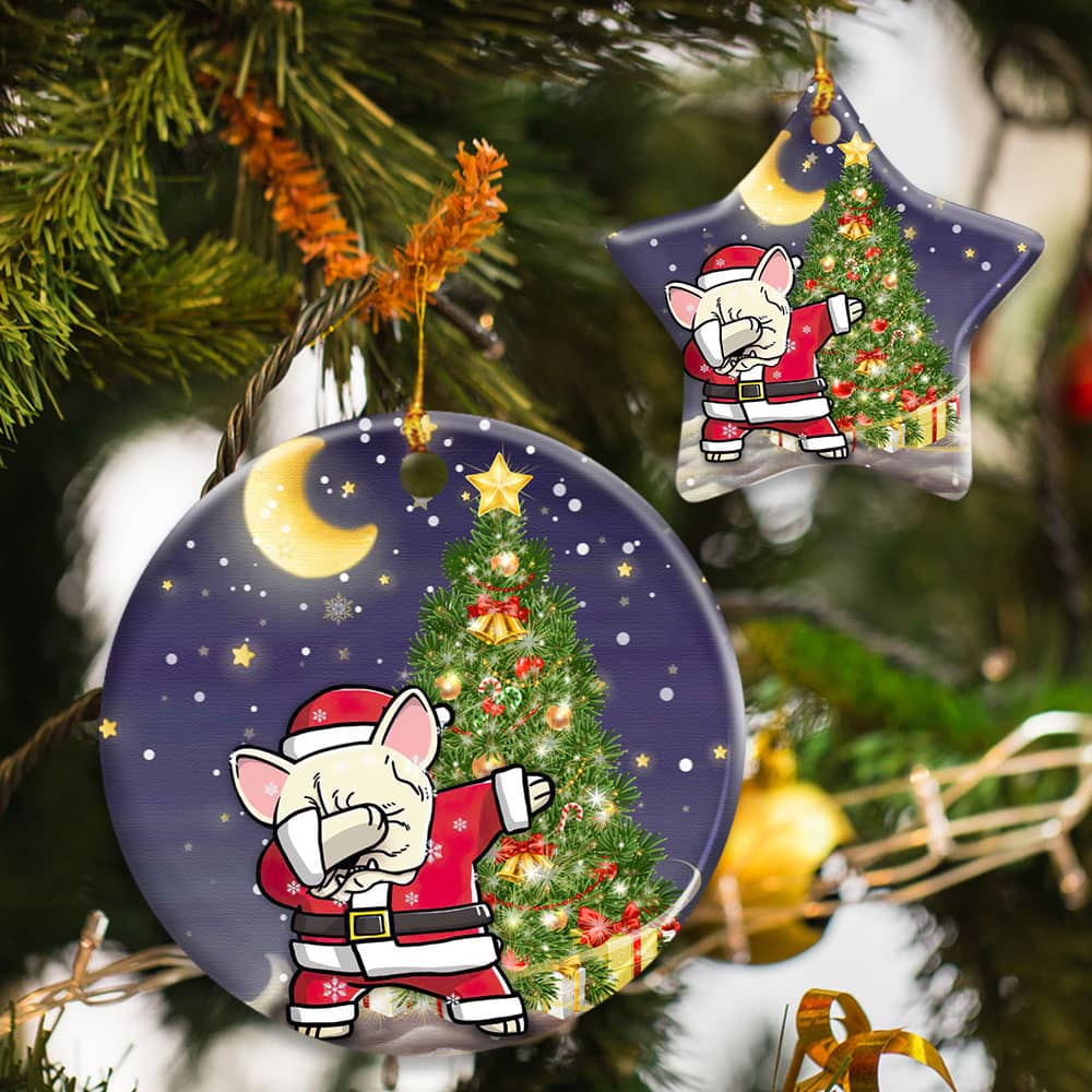 French Bulldog Christmas Ceramic Circle Ornament Personalized Gifts