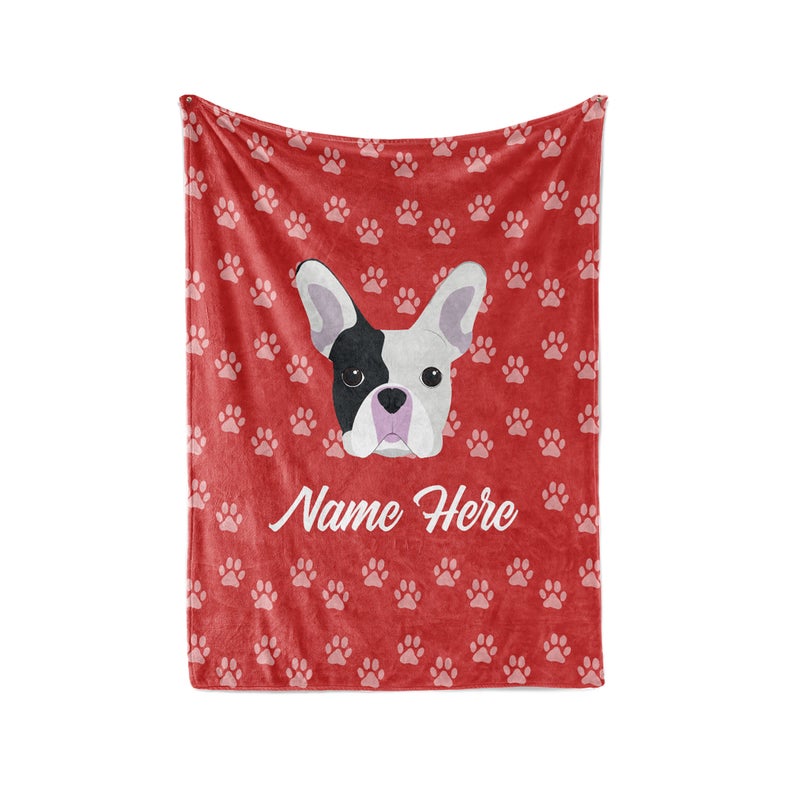 Frenchie French Bulldog Personalized Custom Fleece And Sherpa Blankets With Your Family Or Dog's Name - Great Gifts For Dog Lovers Fleece Blanket