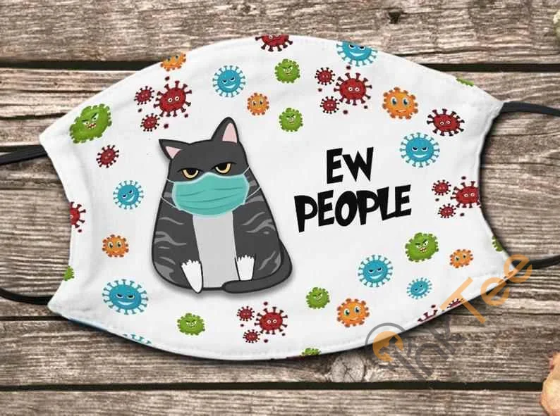 Funny Fat Cat Ew People Handmade Anti Droplet Filter Cotton Face Mask