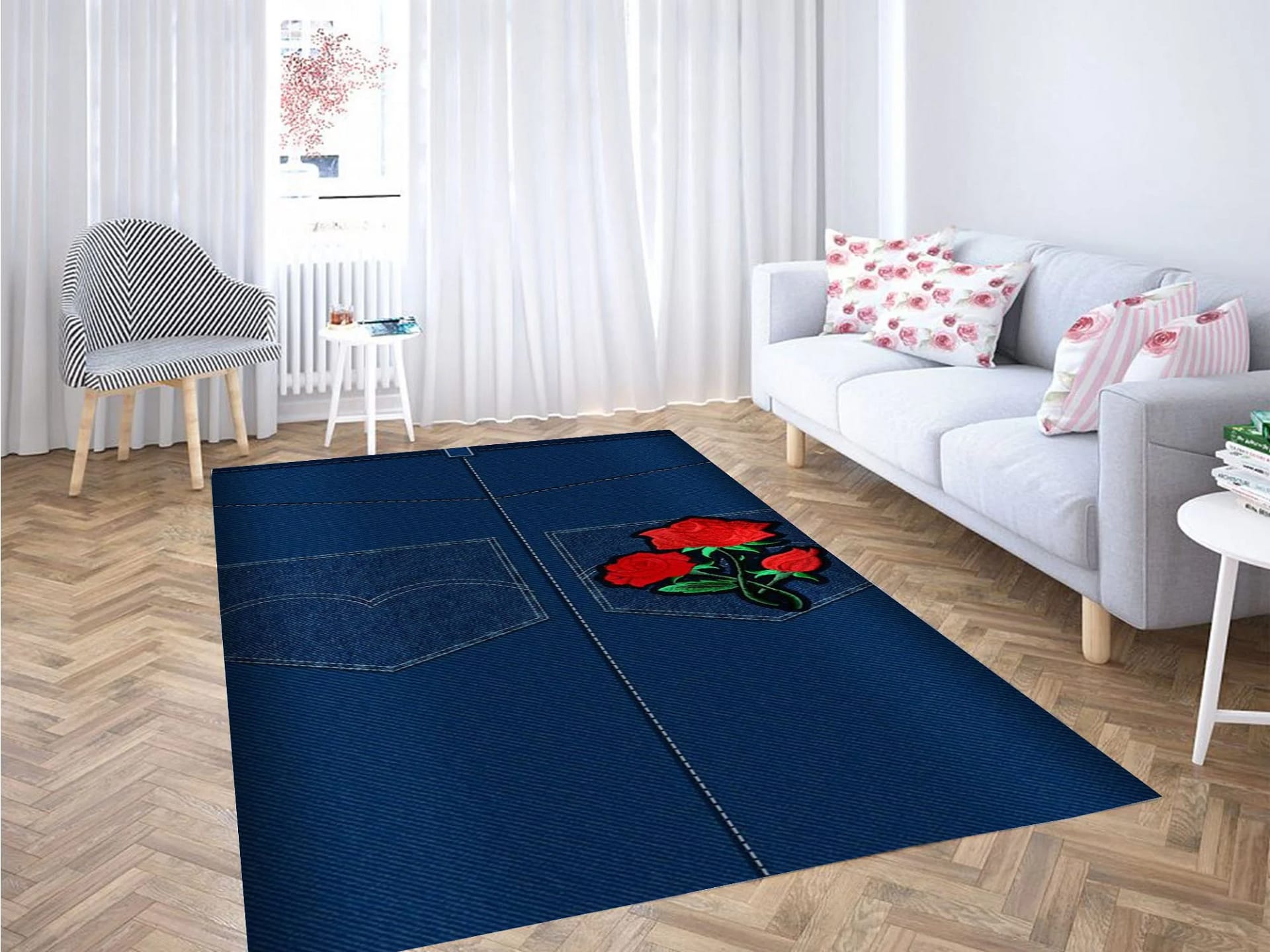 Garden Roses Wallpaper Carpet Rug