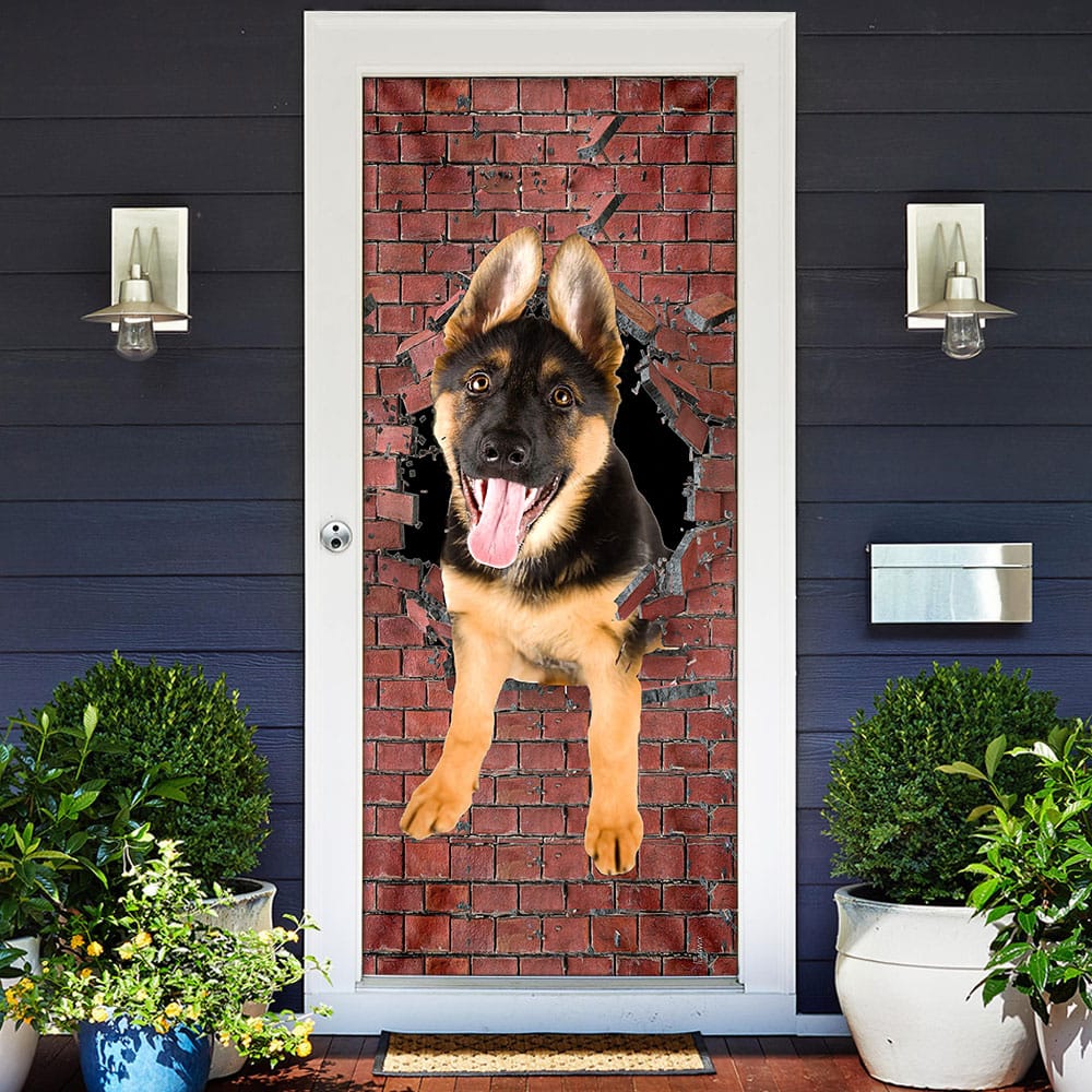 Inktee Store - German Shepherd Broken Wall Dog Lover Door Cover Image
