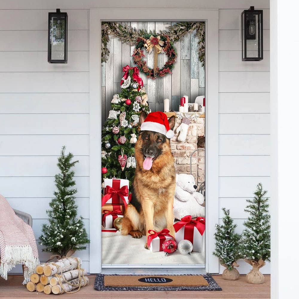German Shepherd Christmas No11 Door Cover