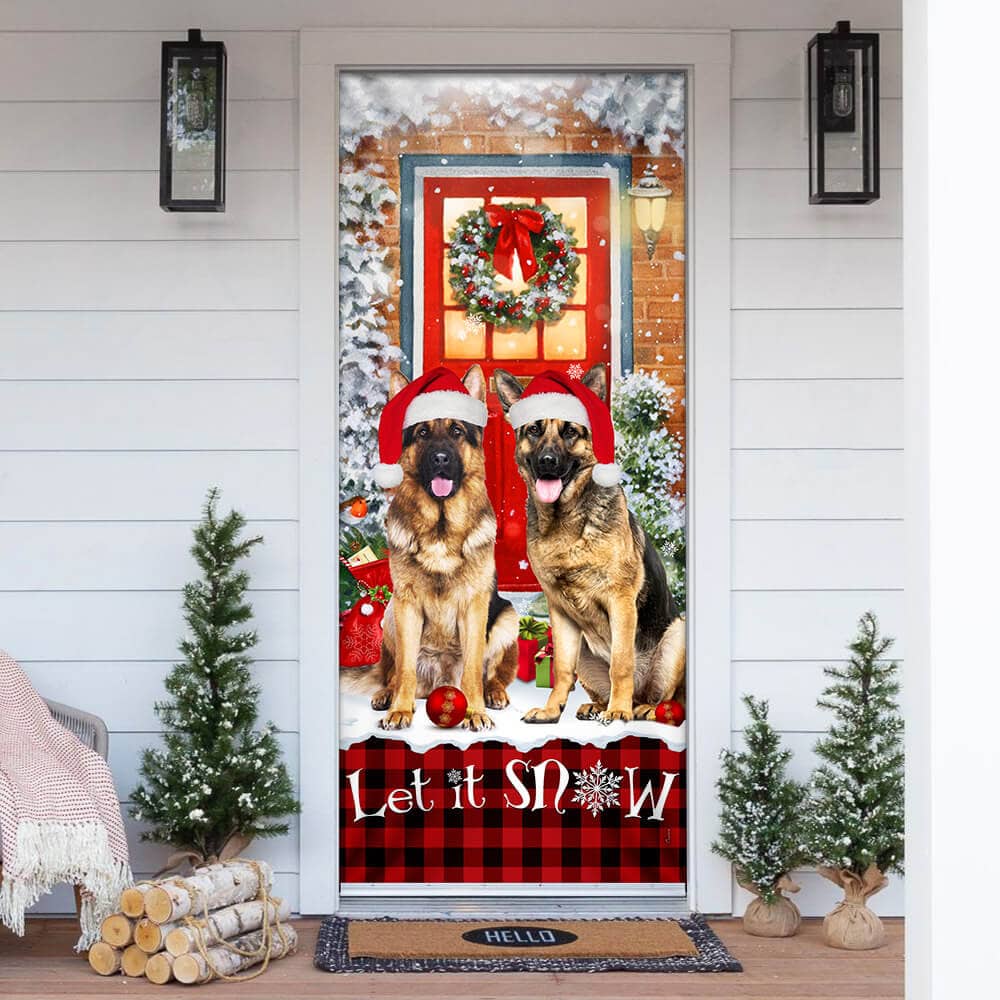 German Shepherd Christmas No12 Door Cover
